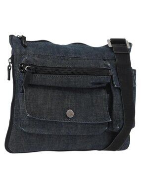 Authentic Burberrys Blue Label Shoulder Bag Denim Blue Silver